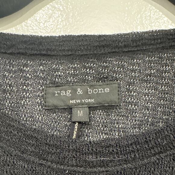 Rag & Bone Black Mesh Long Sleeve Sheer Top Size Medium Goth Dark Romantic READ - Picture 6 of 11